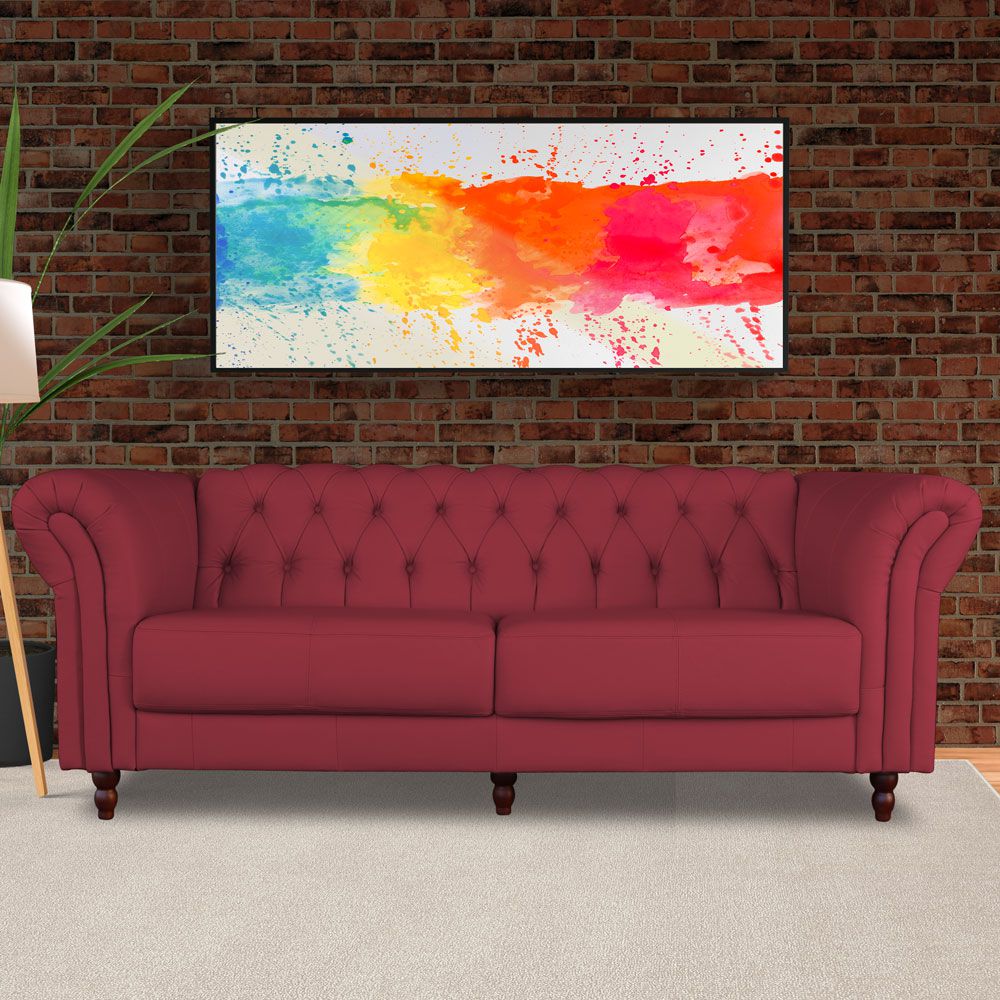 Sofá 2 Lugares Maggiore 180cm Couro Vermelho - Gran Belo