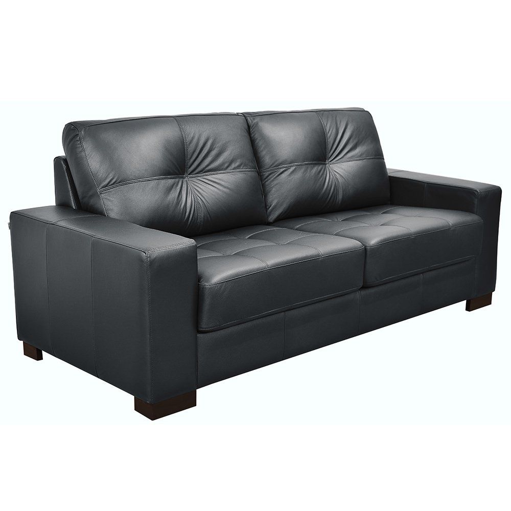Sofá 2 Lugares Milão 150cm Couro Negro - Gran Belo