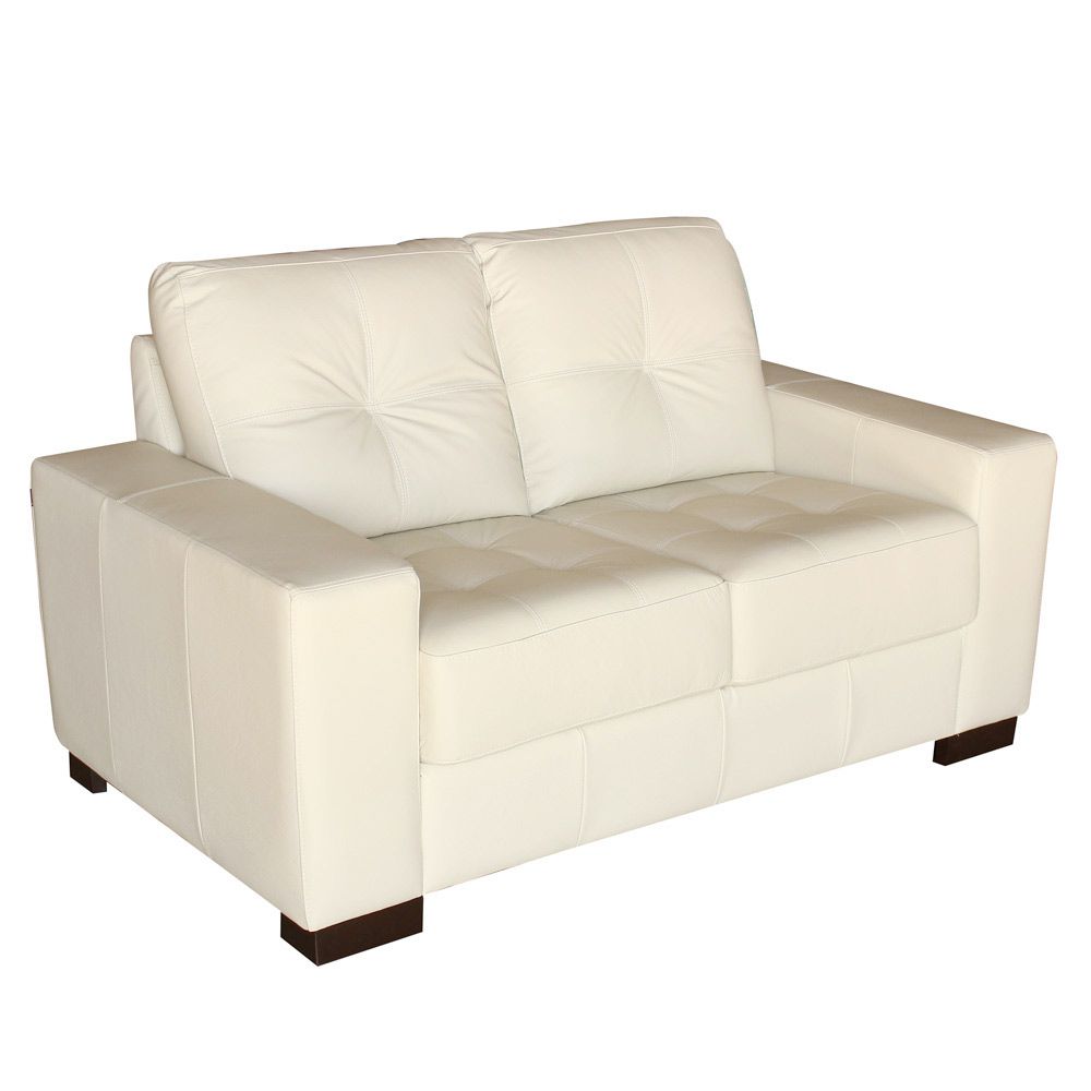 Sofá 2 Lugares Sala de Estar 150cm Milão Couro Off White G03 - Gran Belo