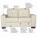 Sofá 2 Lugares Sala de Estar 150cm Milão Couro Off White G03 - Gran Belo