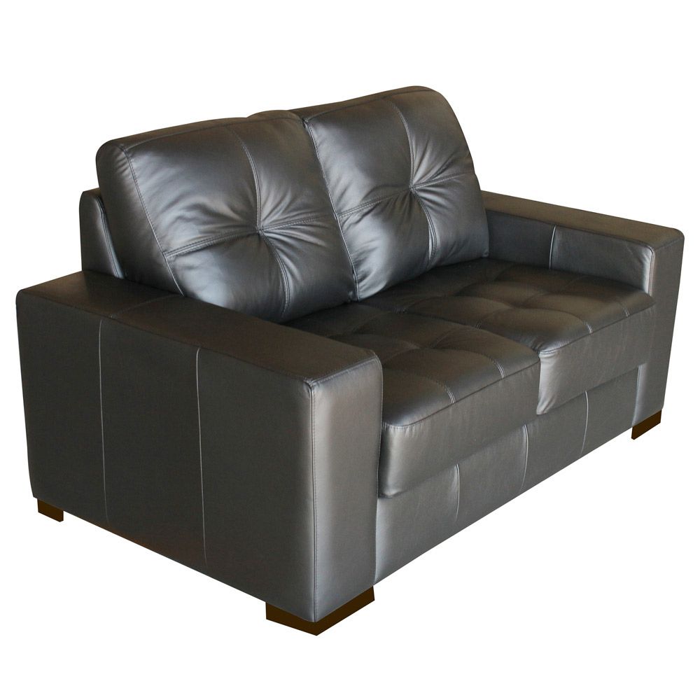 Sofá 2 Lugares Sala de Estar 150cm Milão Couro Preto G03 - Gran Belo