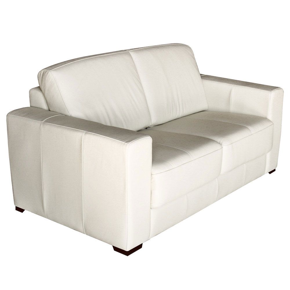 Sofá 2 Lugares Sala de Estar 155cm Estocolmo Couro Off White G03 - Gran Belo