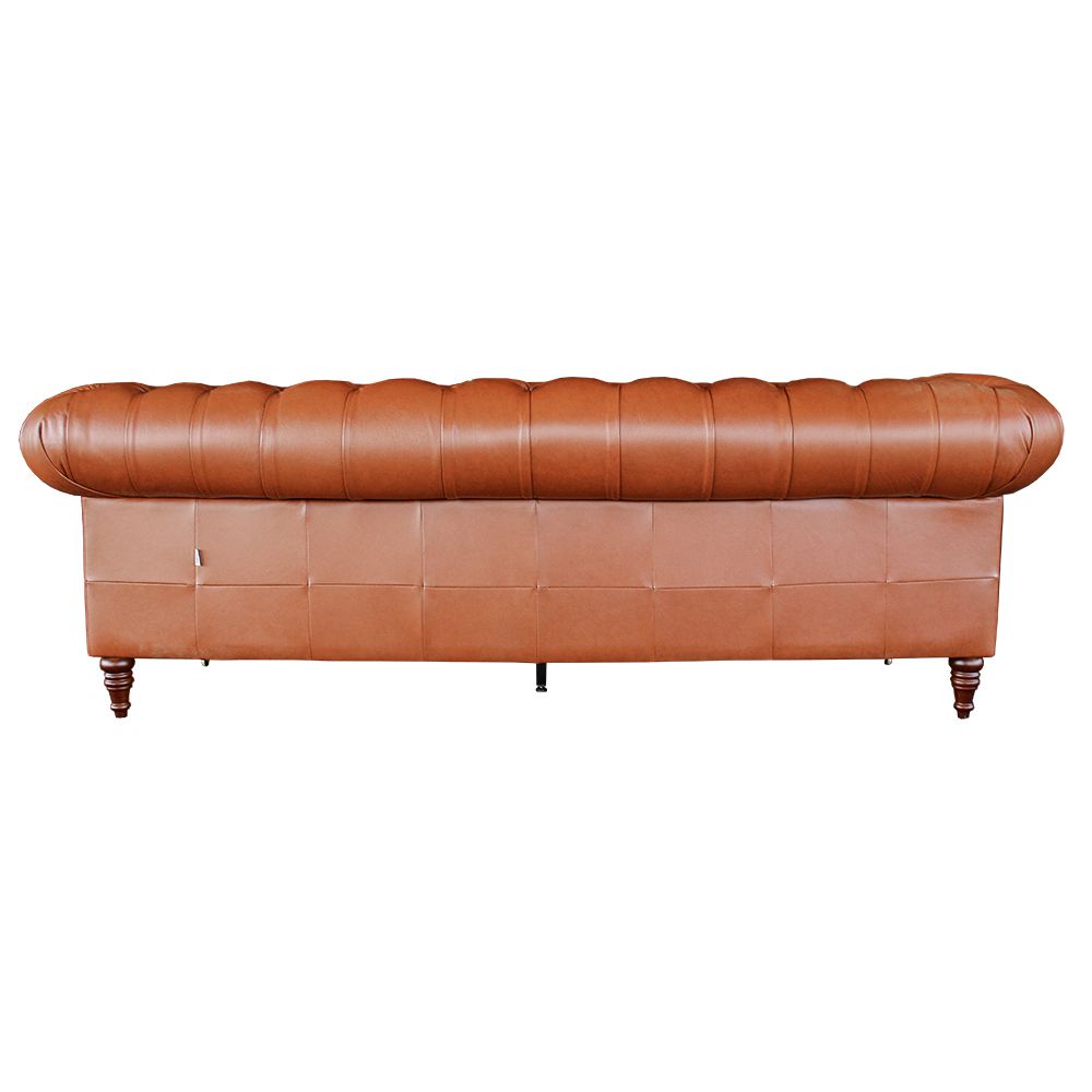 Sofá 2 Lugares Sala de Estar 180cm Chesterfield Duo Couro Conhaque Brilho - Gran Belo