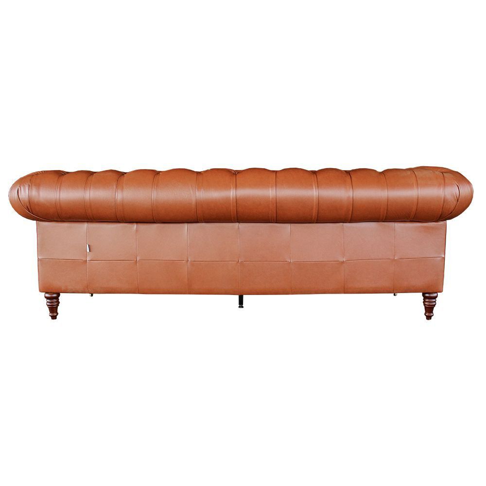 Sofá 2 Lugares Sala de Estar 180cm Chesterfield Duo Couro Conhaque Brilho G40 - Gran Belo