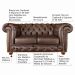 Sofá 2 Lugares Sala de Estar Chesterfield Pés Madeira Couro Tabaco Brilho G40 - Gran Belo