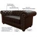 Sofá 2 Lugares Sala de Estar Chesterfield com Pés Madeira Couro Capucino G40 - Gran Belo