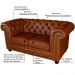Sofá 2 Lugares Sala de Estar Chesterfield com Pés Madeira Couro Conhaque Brilho G40 - Gran Belo