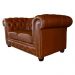 Sofá 2 Lugares Sala de Estar Chesterfield com Pés Madeira Couro Conhaque Brilho G40 - Gran Belo