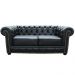 Sofá 2 Lugares Sala de Estar Chesterfield com Pés Madeira Couro Preto - Gran Belo