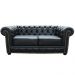 Sofá 2 Lugares Sala de Estar Chesterfield com Pés Madeira Couro Preto G40 - Gran Belo