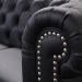 Sofá 2 Lugares Sala de Estar Chesterfield com Pés Madeira Couro Preto G40 - Gran Belo
