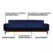 Sofá 2 Lugares Sala de Estar Eros 150 cm Veludo Azul Marinho Base Fixa G15 - Gran Belo
