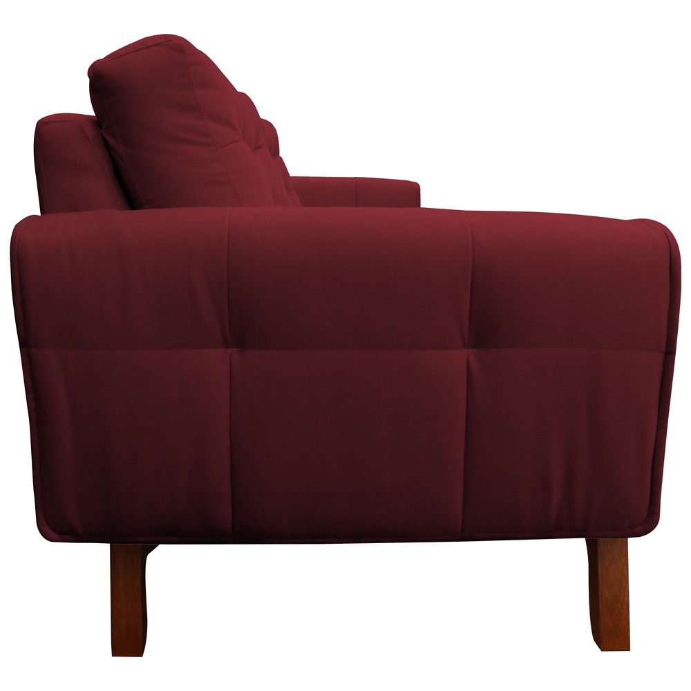 Sofá 2 Lugares Sala de Estar Eros 150 cm Veludo Vinho Base Fixa G15 - Gran Belo