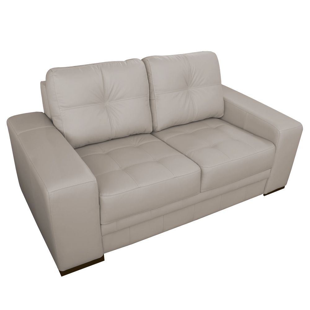 Sofá 2 Lugares Sala de Estar Milano 170cm Couro Off White G58 - Gran Belo