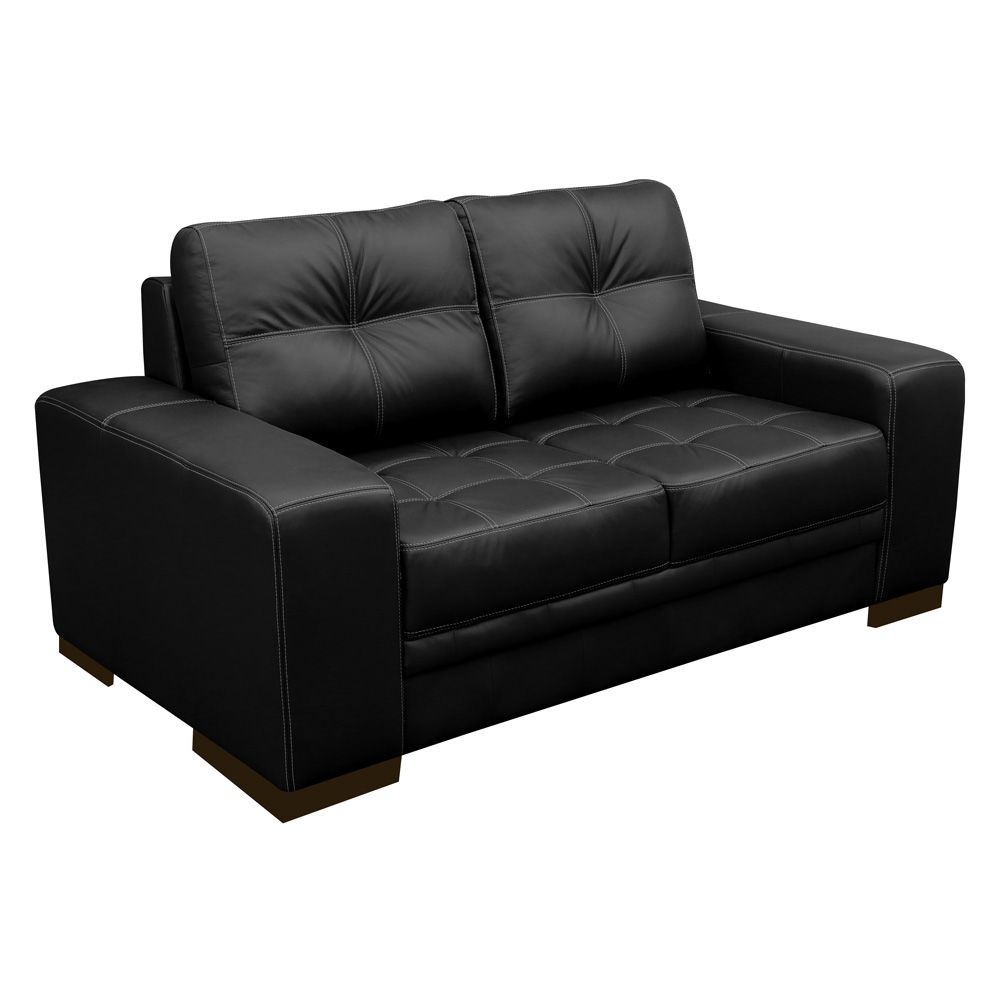 Sofá 2 Lugares Sala de Estar Milano 170cm Couro Preto G58 - Gran Belo