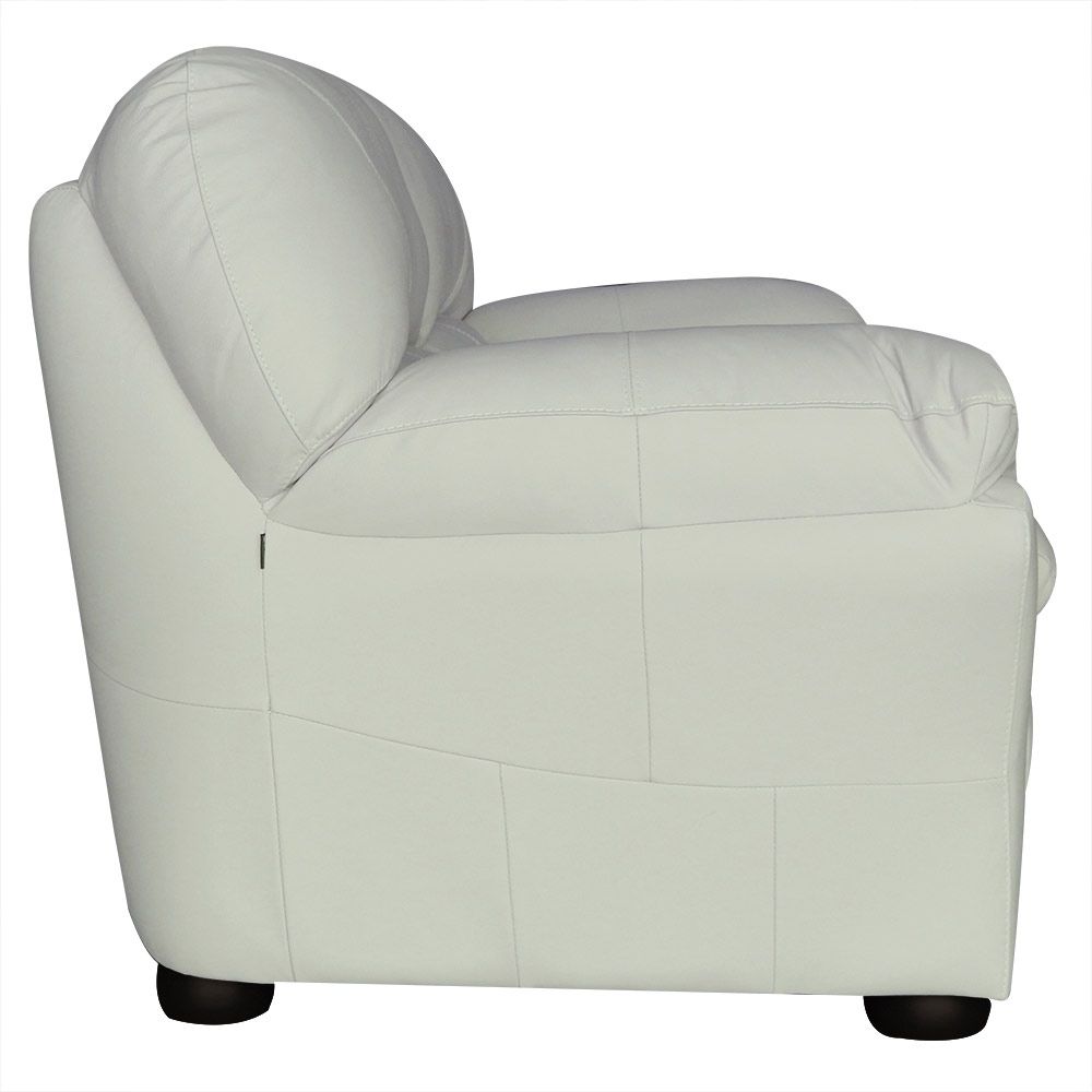 Sofá 2 Lugares Sala de Estar Pés Madeira 160cm Laura Couro Off White - Gran Belo