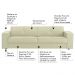 Sofá 2 Lugares Sala de Estar Pés Madeira Laus 158 cm Couro Off White G43 - Gran Belo
