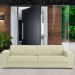 Sofá 2 Lugares Sala de Estar Pés Madeira Laus 158 cm Couro Off White G43 - Gran Belo