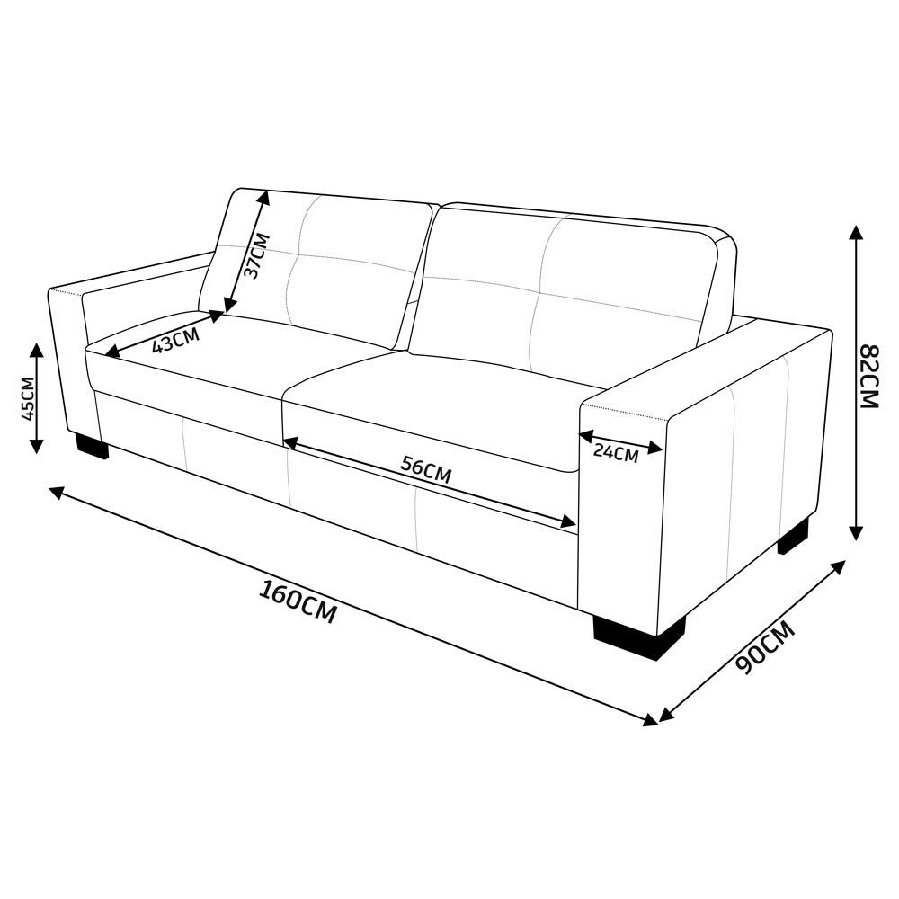 Sofá 2 Lugares Sala de Estar Pés Madeira kenny 160 cm Couro Off White G43 - Gran Belo