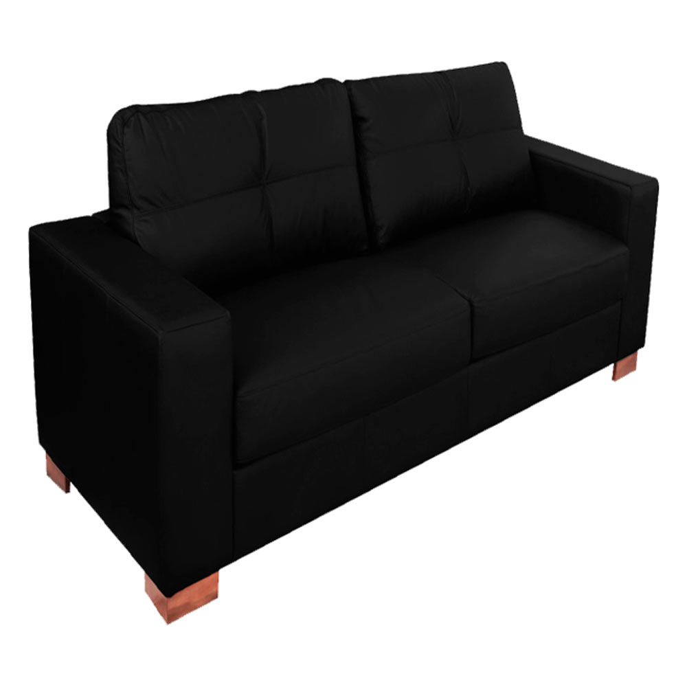Sofá 2 Lugares Sala de Estar Pés Madeira kenny 160 cm Couro Preto G43 - Gran Belo