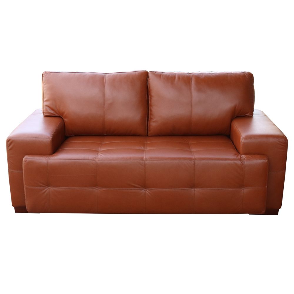 Sofá 2 Lugares Sala de Estar Roma 180 cm Couro Conhaque G58 - Gran Belo