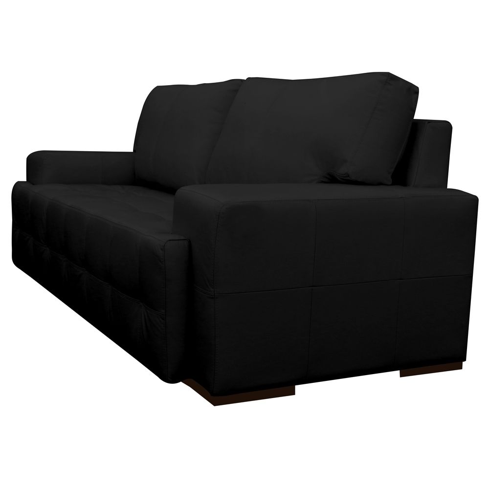 Sofá 2 Lugares Sala de Estar Roma 180 cm Couro Preto G58 - Gran Belo
