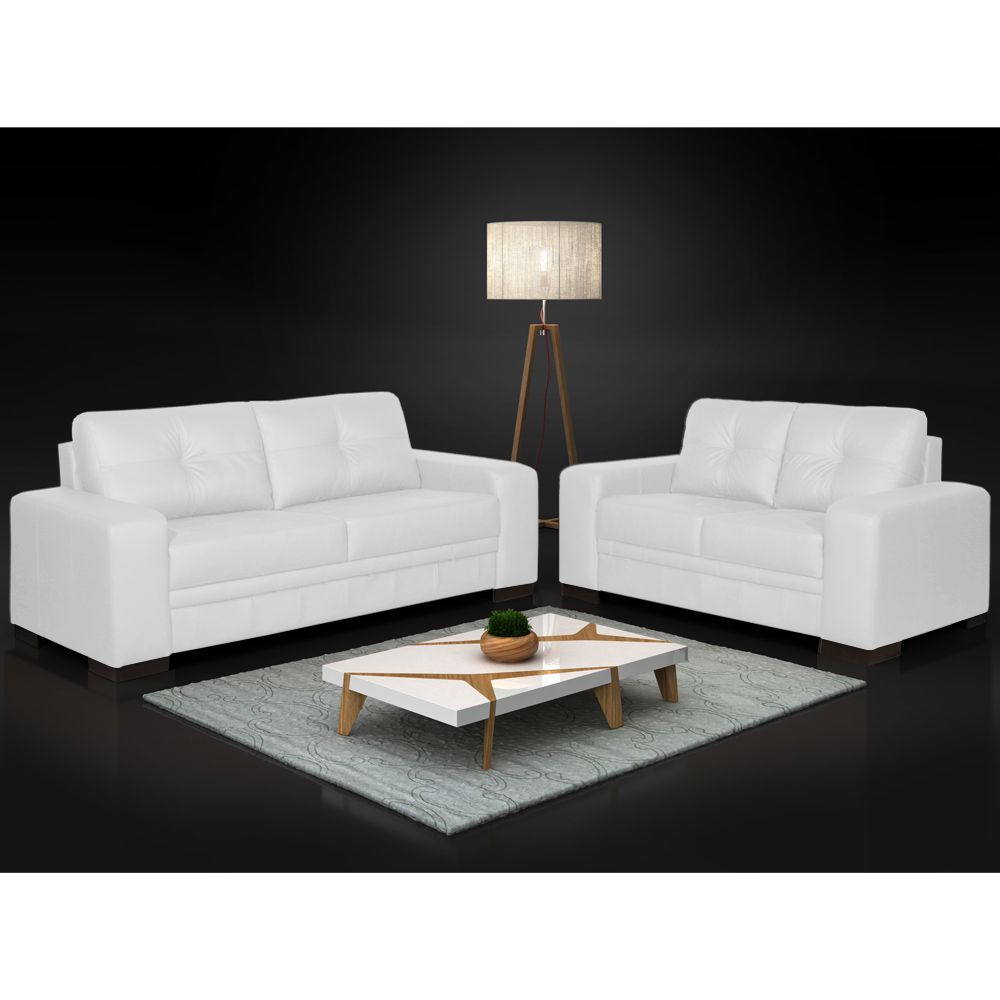 Sofá 2 e 3 Lugares Milano Couro Branco - Gran Belo
