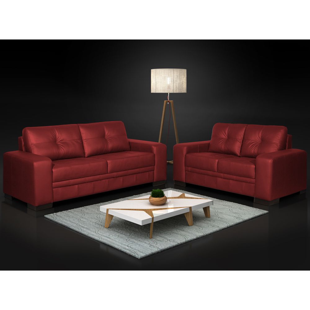 Sofá 2 e 3 Lugares Milano Couro Vermelho - Gran Belo