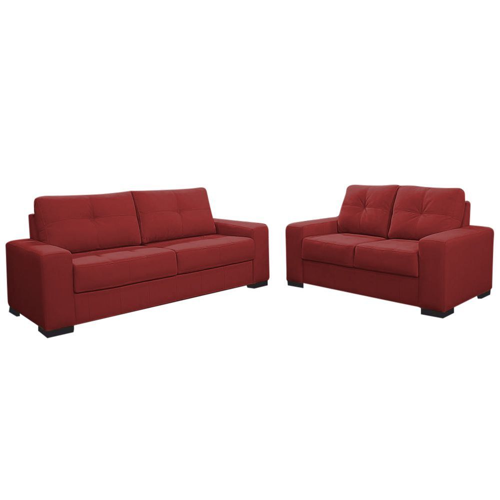 Sofá 2 e 3 Lugares Turim Couro Vermelho G58 - Gran Belo