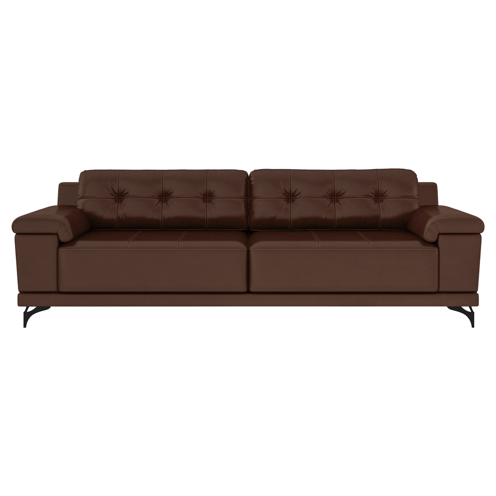Sofá 212cm Decorativo Sala de Estar Agostino Couro Sintético Marrom G52 - Gran Belo