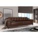 Sofá 212cm Decorativo Sala de Estar Agostino Couro Sintético Marrom G52 - Gran Belo