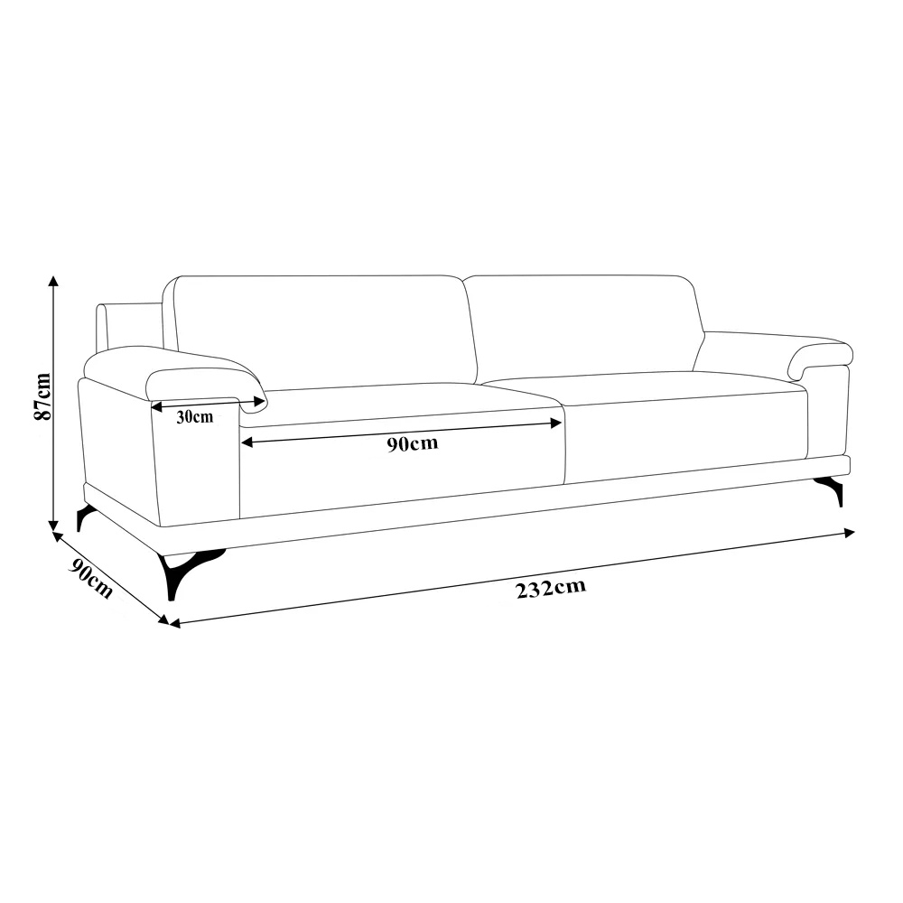 Sofá 212cm Decorativo Sala de Estar Agostino Couro Sintético Marrom G52 - Gran Belo