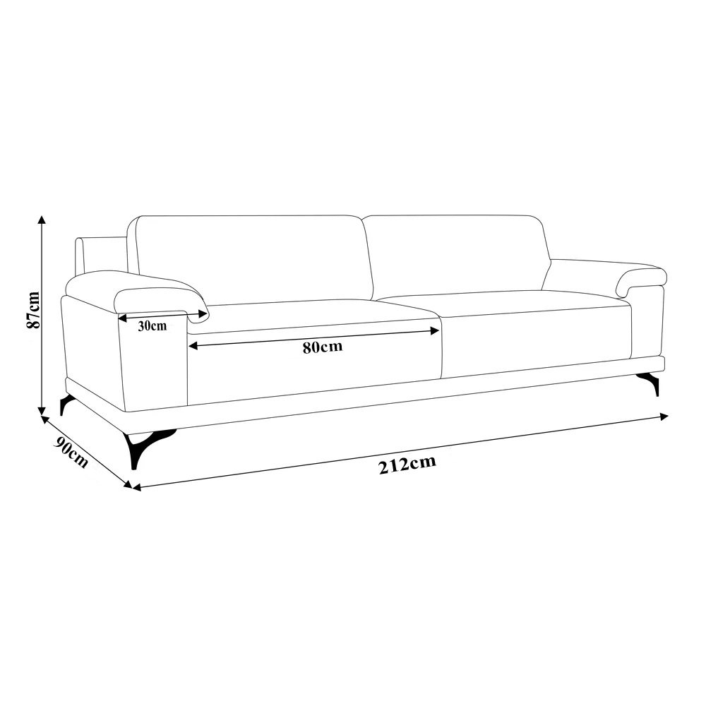 Sofá 212cm Decorativo Sala de Estar Agostino Couro Sintético Marrom G52 - Gran Belo
