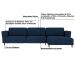 Sofá 290cm com Chaise Direita Franz Suede Azul - Gran Belo