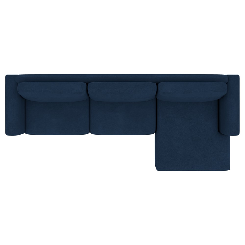 Sofá 290cm com Chaise Direita Franz Suede Azul - Gran Belo