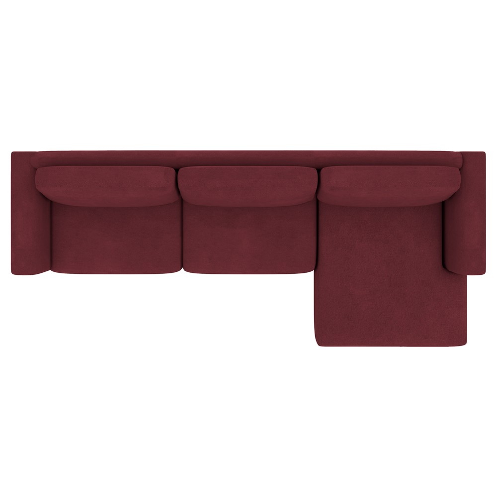 Sofá 290cm com Chaise Direita Franz Suede Bordô - Gran Belo