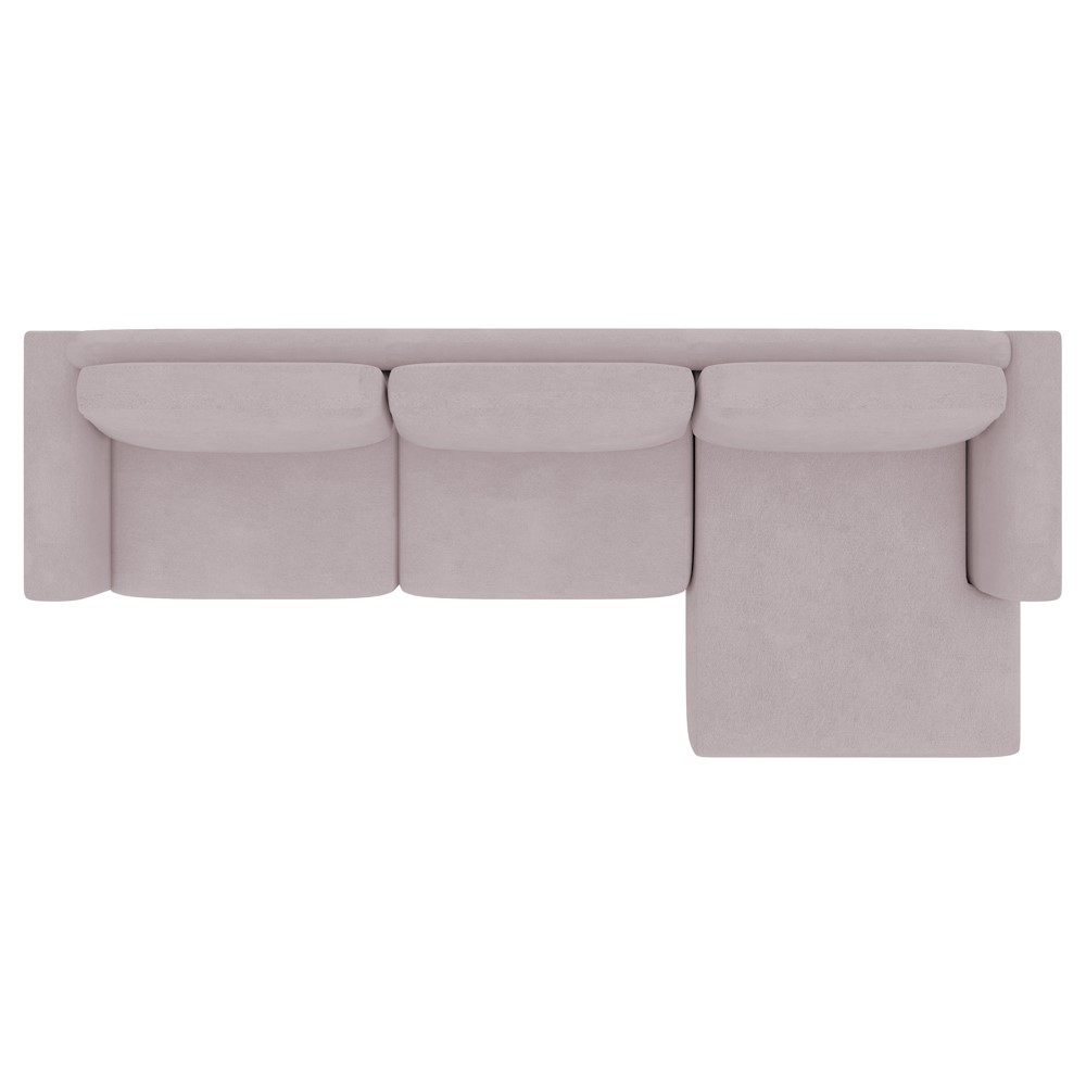Sofá 290cm com Chaise Direita Franz Suede Rosê - Gran Belo