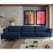 Sofá 290cm com Chaise Esquerda Franz Suede Azul - Gran Belo