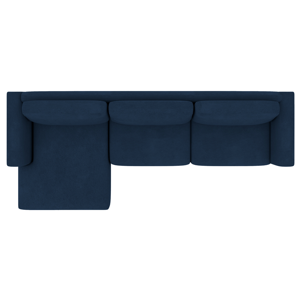 Sofá 290cm com Chaise Esquerda Franz Suede Azul - Gran Belo