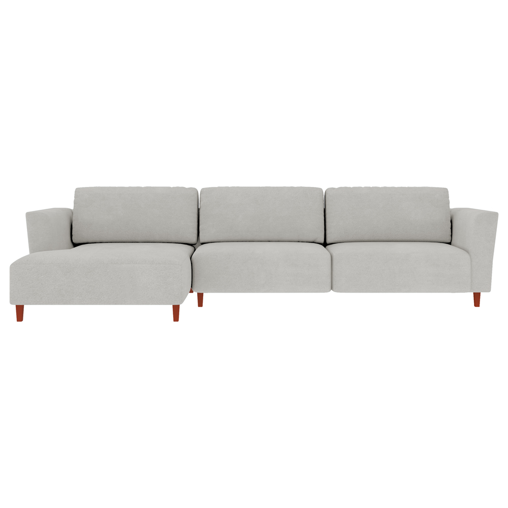 Sofá 290cm com Chaise Esquerda Franz Suede Cinza - Gran Belo