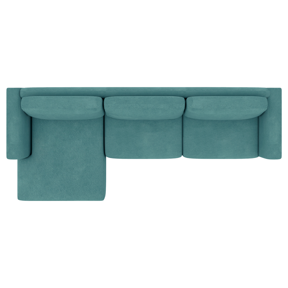 Sofá 290cm com Chaise Esquerda Franz Suede Turquesa - Gran Belo