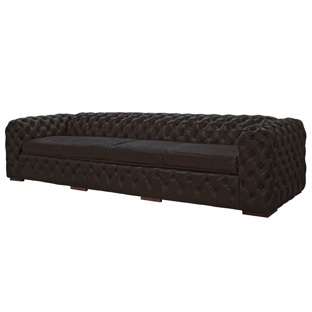 Sofá 3 Lugares Astúria 240cm Couro Marrom Fosco - Gran Belo