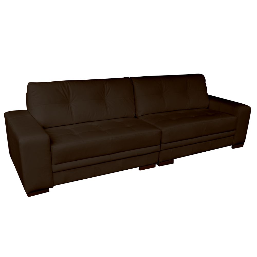 Sofá 3 Lugares Bipartido Sala de Estar Milano 240cm Couro Marrom G58 - Gran Belo