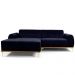 Sofá 3 Lugares Bipartido com Chaise Lado Direito Base de Madeira Euro 230 cm Veludo Azul G15 - Gran Belo