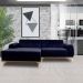 Sofá 3 Lugares Bipartido com Chaise Lado Direito Base de Madeira Euro 245 cm Veludo Azul G15 - Gran Belo