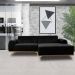 Sofá 3 Lugares Bipartido com Chaise Lado Esquerdo Base de Madeira Euro 230 cm Veludo Preto G15 - Gran Belo