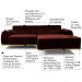 Sofá 3 Lugares Bipartido com Chaise Lado Esquerdo Base de Madeira Euro 230 cm Veludo Vinho G15 - Gran Belo