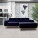 Sofá 3 Lugares Bipartido com Chaise Lado Esquerdo Base de Madeira Euro 245 cm Veludo Azul G15 - Gran Belo