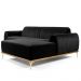 Sofá 3 Lugares Bipartido com Chaise Lado Esquerdo Base de Madeira Euro 245 cm Veludo Preto G15 - Gran Belo