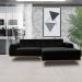 Sofá 3 Lugares Bipartido com Chaise Lado Esquerdo Base de Madeira Euro 245 cm Veludo Preto G15 - Gran Belo